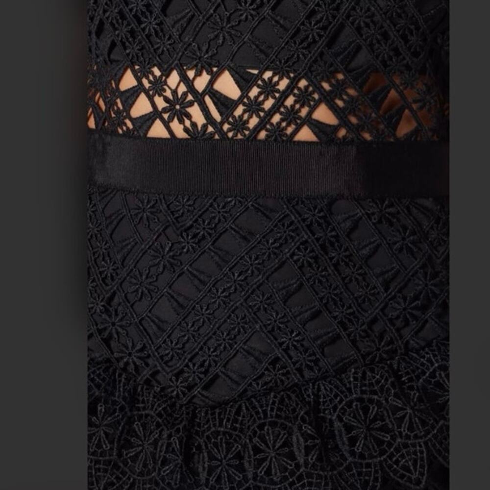 SELF-PORTRAIT Black Abstract Triangle Lace Midi Dress Size US 2 - Picture 15 of 15